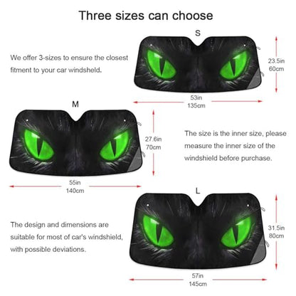 Windshield Sun Shade Green Eyes Front Window Block UV Shades Visor Reflective Retractable for Car SUV Trucks - color: B001