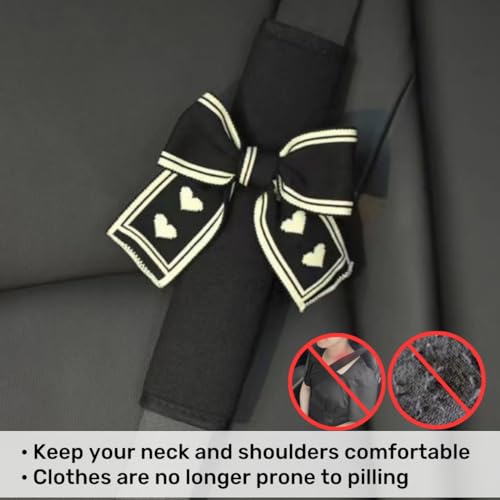 Seat Belt Cover Pad,Cute Bow Seatbelt Covers,2Packs & 4Packs Car Seat Strap Pads, Seatbelt Cushion,Seat Belt Cover for Women (Black,2)