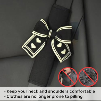 Seat Belt Cover Pad,Cute Bow Seatbelt Covers,2Packs & 4Packs Car Seat Strap Pads, Seatbelt Cushion,Seat Belt Cover for Women (Black,2)