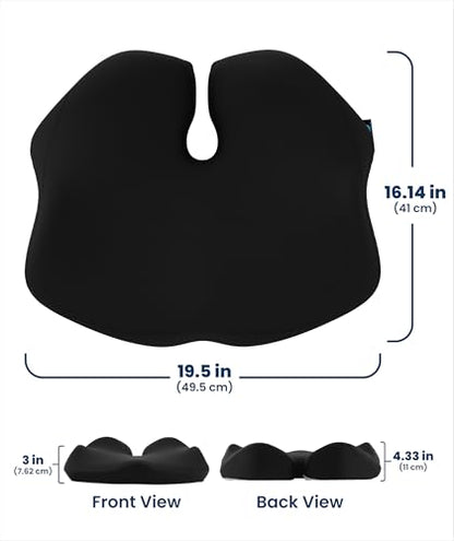 Everlasting Comfort Elevate Series Doctor Recommended Memory Foam Seat Cushion for Office Chairs & Car - Ergonomic Desk Accessories - Cushions for Tailbone Pain Relief (Charcoal Black, Large) - size: Standard
