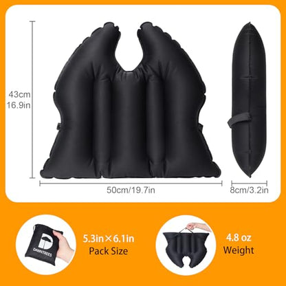 2 Pack Inflatable Seat Cushion, Lightweight, Waterproof, Suitable for Office/Home Chair Pad and Lumbar Pillow Support,Portable Air Seat Cushion for Travel,Car,Outdoor Stadium and Camping,Black - size: 2 PACK