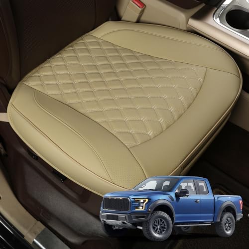 GIANT PANDA Bottom Seat Cover for Trucks&SUV, Front PU Leather Driver Seat Protector Fit for Chevy,Ram,Toyota,GMC,Ford F150 F-Series (2PCS-Beige) - color: Front Seat Beige Style A, size: 2 Pieces Larger Size for Truck&SUV
