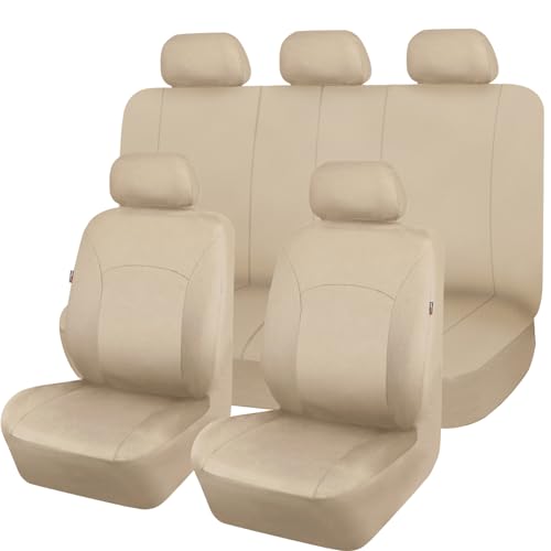 Flying Banner Car Seat Covers Front Seats Rear Bench Polyester car seat Protectors Easy installations Rear Bench Split Classic Man Lady Truck - color: Solid Beige