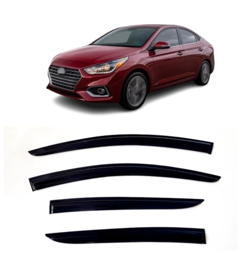 4Pcs Window Visors Vent Deflectors for Hyundai Accent 2018 2019 2020 2021 2022 2023 2024 Tape-on Rain Guards Shade - size: Accent 2018-2024