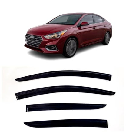 4Pcs Window Visors Vent Deflectors for Hyundai Accent 2018 2019 2020 2021 2022 2023 2024 Tape-on Rain Guards Shade - size: Accent 2018-2024