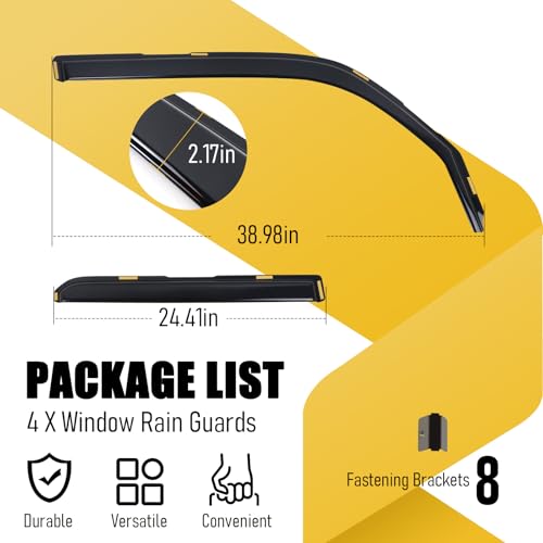 in-Channel Window Visors Rain Guards Fit for 2010-2024 Toyota 4Runner Extra Durable Window Deflectors Rain Guards Vent Visors Sun Shades 4Pcs