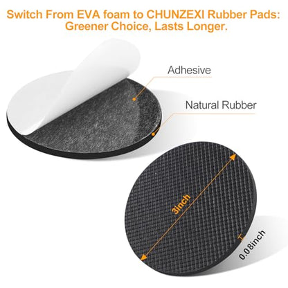 CHUNZEXI Non Slip Rubber Furniture Pads & Grippers, Self Adhesive Round Floor Protectors for Chair & Table Legs and Feet, 3 Inch, 12 Pack, Round - size: 3 inch 12 Round