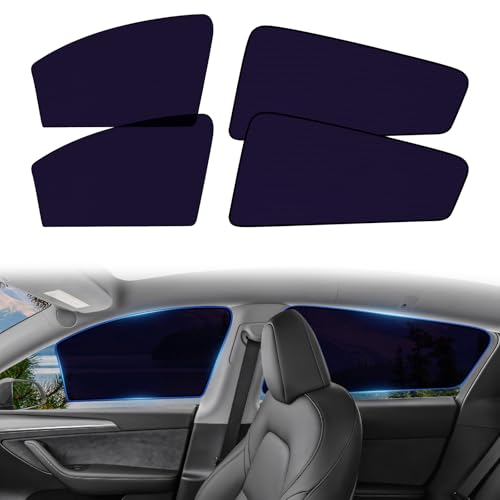 XCBYT Side Window Sunshade for Tesla Model Y 2020–2024 | Rear & Front Static Cling Side Window Covers, Semi-Transparent Privacy & UV Protection | Not for 2025–2026 Model Y Juniper - size: Model Y(2020-2024)-4PCS