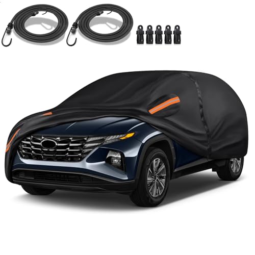 Special 16 Layers Full Car Cover Fit for 2010-2024 Hyun-dai Tucson, Ultra Heavy 600D Oxford Cloth, All-Weather Protection Summer Sun Exposure and Winter Snow Rain Dust UV Black - color: Fit for 2010-2024 Hyu-ndai Tucson