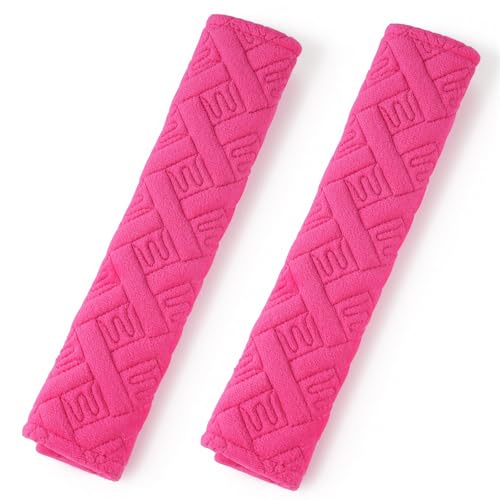 JUSTTOP 2-Pack Universal Car Seat Belt Pads Cover for A More Comfortable Driving, Seat Belt Shoulder Strap Covers Harness Pad for Car Interior Accessories(Deep Pink) - color: deep pink