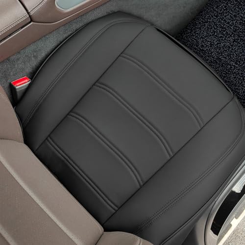 Faux Leather Front Car Seat Covers Bottom Seat Cushion Covers, Anti-Slip Full Wrap Protection with Storage Pocket, Heavy Duty Universal Fit for Most Vehicles, Sedan, Truck, SUV - color: Black, size: 1 Pack