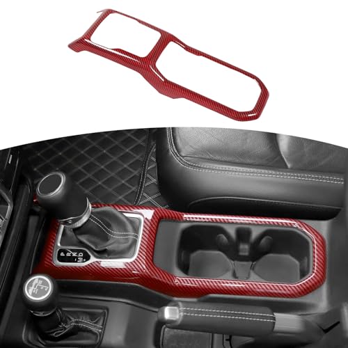 RT-TCZ for Jeep JL Gear Shift Cup Holder Panel Trim Cover for Jeep Wrangler JL JLU 2018 up for Gladiator JT 2020 up Red Carbon Fiber Interior Accessories - color: Red Carbon Fiber