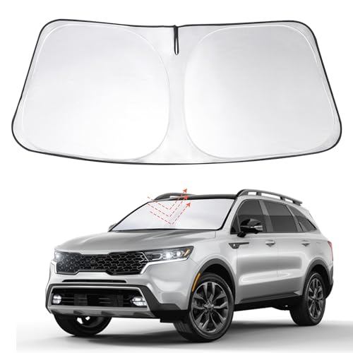 Windshield Sun Shade Custom Fit 2021 2022 2023 2024 2025 2026 Kia Sorento SUV Accessories Foldable Sunshade Sun Blocker Front Window Shades Covers Keep Car Cooler - size: For Kia Sorento 2021-2026