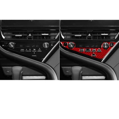 Carbon Fiber Compatible with Toyota Camry 2018 2019 2020 2021 2022 2023 2024 Accessories Car Dashboard A/C Control Knob Trim Panel Interior Sticker Red -A - color: Ac Control Buttons -a