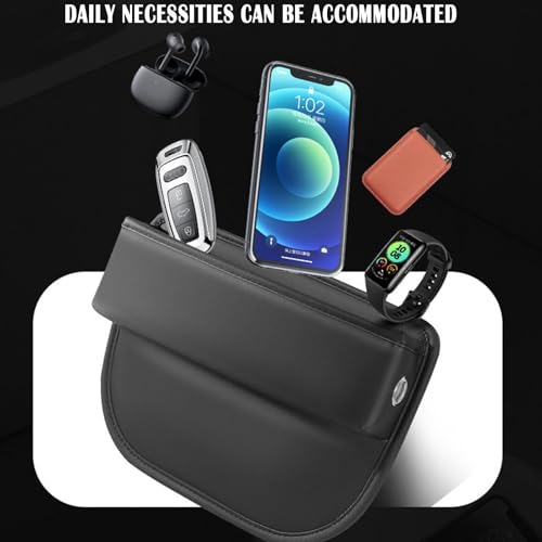 2 Pack Universal Fit Premium Leather Car Seat Gap Filler Organizer, Center Console Organizer for Car SUV Truck (Black，2 Pack) - color: Black，2 Pack