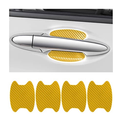 4PCS Car Door Handle Protector Sticker, Universal Carbon Fiber Anti-Scratches Auto Door Handle Protective Film for Most Car Handles（Gold/4PCS） - color: Gold/4PCS