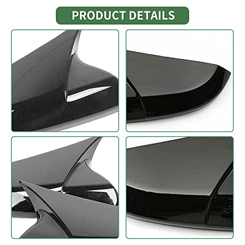 2PCS Door Side Mirror Covers Cow Horn Compatible with Honda Civic 2016-2021 10th Generation Sedan Coupe Hatchback Exterior Rear View Mirror Housing (Gloss Black) - size: Gloss Black