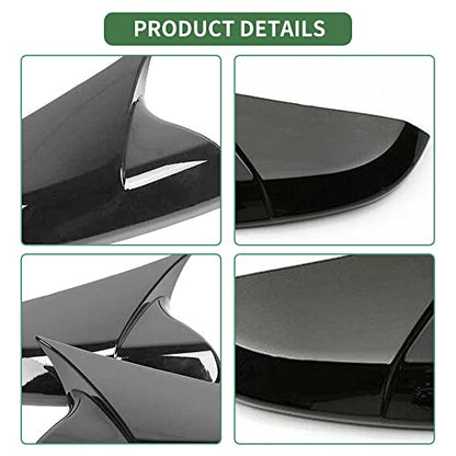 2PCS Door Side Mirror Covers Cow Horn Compatible with Honda Civic 2016-2021 10th Generation Sedan Coupe Hatchback Exterior Rear View Mirror Housing (Gloss Black) - size: Gloss Black