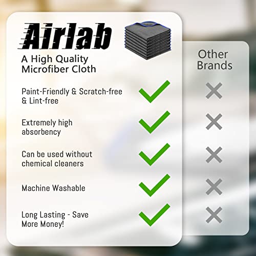 Airlab Microfiber Towels for Cars Wash Drying Auto Detailing, Highly Absorbent, Lint-Free, Streak-Free, All-Purpose Cleaning Cloths for Household, 16" x 16", Pack of 8, Grey - color: Dark Grey, Pack of 8
