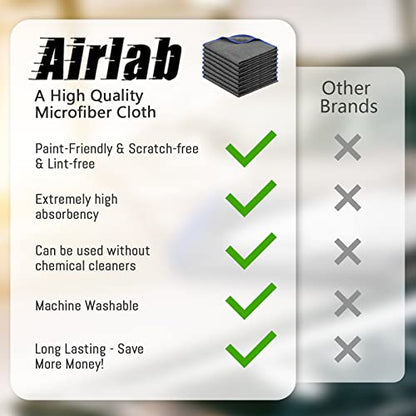 Airlab Microfiber Towels for Cars Wash Drying Auto Detailing, Highly Absorbent, Lint-Free, Streak-Free, All-Purpose Cleaning Cloths for Household, 16" x 16", Pack of 8, Grey - color: Dark Grey, Pack of 8