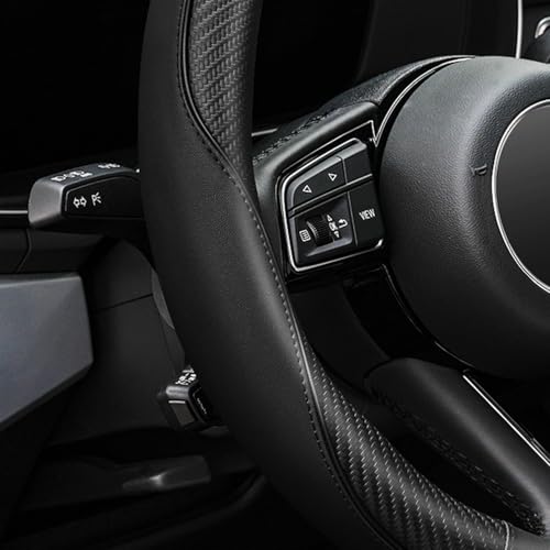 YHONGJT Soft Microfiber Leather Anti-Slip Car Steering Wheel Cover, Universal Fit 15 Inch for Women Girls, Fit Vehicles, Sedans, SUVS, Vans, Trucks - Black - color: E-Black