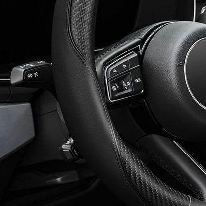 YHONGJT Soft Microfiber Leather Anti-Slip Car Steering Wheel Cover, Universal Fit 15 Inch for Women Girls, Fit Vehicles, Sedans, SUVS, Vans, Trucks - Black - color: E-Black