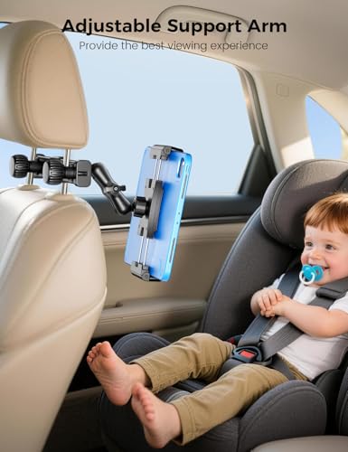 OHLPRO Tablet Holder for Car Headrest,360°Adjustable Clip Arm Tablet Mount for Car Backseat,Gifts Road Trip Essentials for Kids,Fits for 5-13" Device Like iPad Pro, Air, Mini, Galaxy, Fire - style: Clip Adjustable Arm