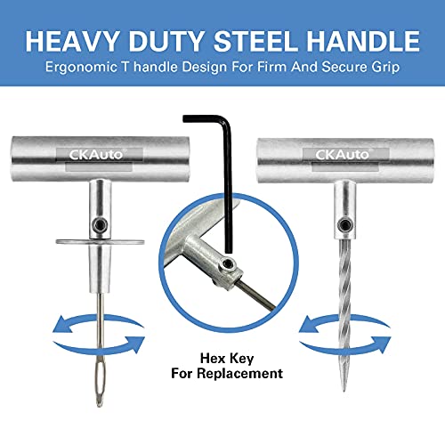 CKAuto Universal Tire Repair Kit, Heavy Duty Car Emergency Tool Kit for Flat Tire Puncture Repair, 36 Pcs Value Pack, Tire Plug Kit fit for Autos, Cars, Motorcycles, Trucks, RVs, etc. - size: 36 pcs