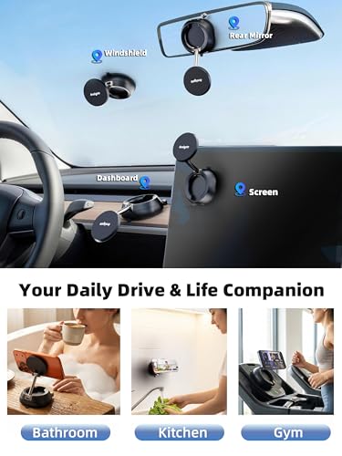 2026 Upgraded Vacuum Magnetic Phone Holder, [108+ LBS] Heavy Duty Suction Cup Car Phone Mount for Dashboard, Gym & Desk, MagSafe Car Mount for iPhone 17 16 15 Pro Max