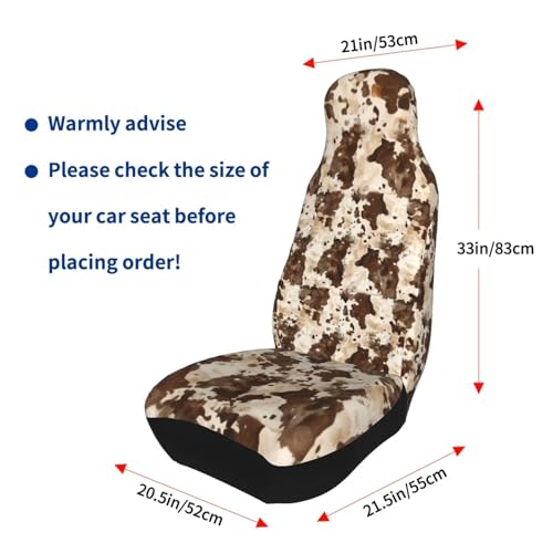 Car Seat Covers 2PCS Front Seat Only Cute Cow Automotive Vehicle Seat Cover, Cow Spot Cowhide Universal Seat Cover for Sedan, SUV, Truck Brown Car Accessories - color: Cute Cow