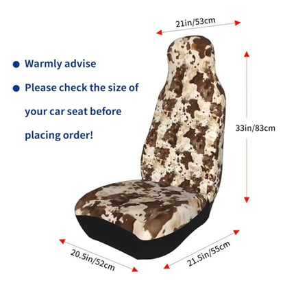 Car Seat Covers 2PCS Front Seat Only Cute Cow Automotive Vehicle Seat Cover, Cow Spot Cowhide Universal Seat Cover for Sedan, SUV, Truck Brown Car Accessories - color: Cute Cow