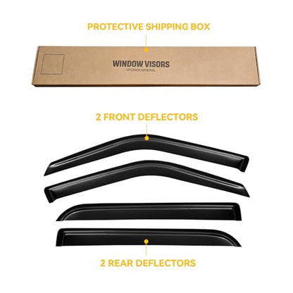 Window Visors for 1997-2017 Ford Expedition, Rain Guards Shield Vent Deflector Shade Dark Smoke for 2007-2017 Expedition XL, 1998-2017 Lincoln Navigator, Tape-On, 4PCS - style: For 1997-2017 | Ford Expedition | Out-Channel