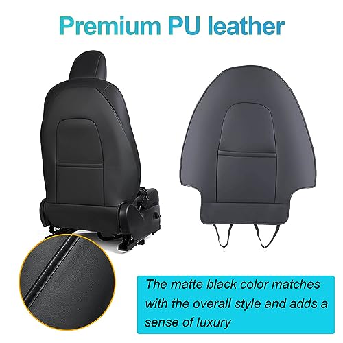 2PCS Leather Seat Back Kick Protector for Tesla Model Y/3/X/S (2020-2026) - Waterproof, Scratchproof Backseat Cover for Kids & Pets with Organizer Pocket | Easy to Clean | Dirt & Mud Protection