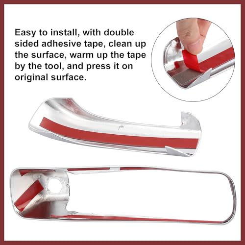 4pcs Chrome Plated ABS Exterior Side Door Handle Cover Trim for Dodge for Ram 1500 2500 3500 for Jeep Commander Grand Cherokee 2006-2010 Silver Tone Outer Door Handle Replace Parts