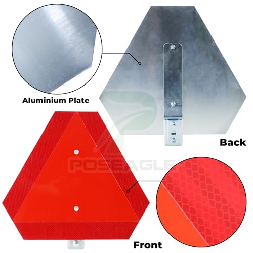 Aluminium Slow Moving Vehicle Bracket with Slow Moving Vehicle Sign for Golf Cart, Club Cars, Tractors, and any Utility Vehicles(1x Slow Moving Vehicle Triangle+1x Sign Mounting Bracket) - color: A08 1xSMV Bracket with Aluminum Sign and Toos