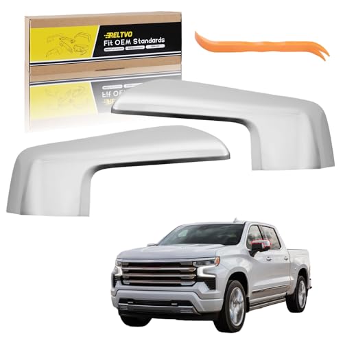 Chrome ABS Mirror Covers for 2019 2020 2021 2022 2023 2024 2025 Chevy Silverado 1500 & GMC Sierra 1500,Precision Fit Replacement Side Caps (Chrome, Left&Right) - color: Chrome, size: Left&Right
