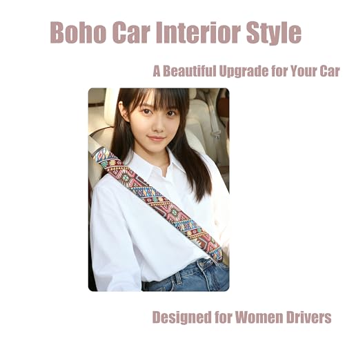 Boho Burgundy Red Car Seat Belt Covers for Women, 19.6" Extra Long Seatbelt Pads 2PCS, Soft Linen-Style Fabric Shoulder Cushion, All-Season Seat Belt Pad for SUV Sedan Truck Interior - color: Burgundy Red