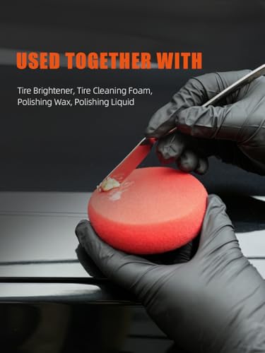 Foam Applicator Pads, SPTA 4 Inch Round Shape Side Pressing Hand Polishing Red Sponge Pads Kit Detailing Buffing Pads for Waxing Polishing Paint Ceramic Glass Cleaning, Pack of 10 -HPWR10 - color: 10pcs Foam Applicator Pads 2
