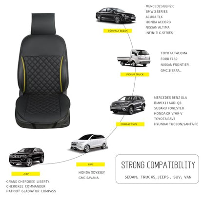 2pcs Car Seat Covers,Leather Water Proof Material No Slip Soft Car Seat Protector Side not Wrapped,for Car with Airbags,Seat Covers Universal for Most Automotive,Suvs,Vans,Trucks (Black) - color: Black