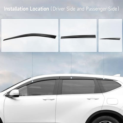Black Rain Guards Fit for Honda CR-V (CRV 2017 2018 2019 2020 2021 2022 Tape-On Side Shatterproof Window Visor, Window Deflectors, Rain Visors, 6-Piece Set - size: Fit for Honda CR-V 2017-2022 Tape-On