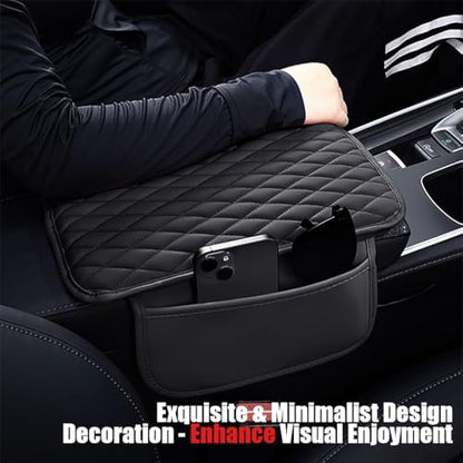 ESKONKE [Upgraded] Car Center Console Cover with 2 Storage Bags - Premium Nappa Leather Armrest Cover, Scratch & Wear Resistant, Waterproof Car Interior Accessories (Pink) - color: Pink