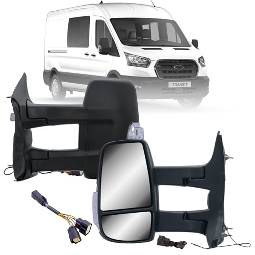 Replacement Driver Left Side Door Mirror Long Extension View Tow Mirror Power and Heated with Signal Light Indicator for Ford Transit 150 250 350 from 2010 to 2024 - color: Driver (LH) Side