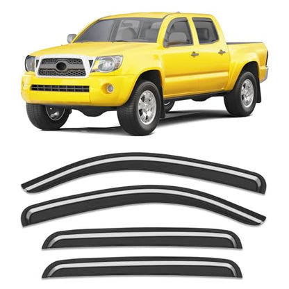 Extra-Thick Window Rain Guard for Toyota Tacoma 2005-2015 Double Cab Rain Guards Tape-on Side Truck Window Visors Low Profile Vent Visor Window Deflectors Vent Shades Car Accessories - size: Fit for 2005-2015 Toyota Tacoma Double Cab