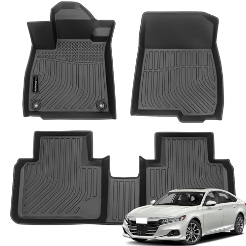 Auxko All Weather Floor Mats Fits for Honda Accord 2018-2022 TPE Rubber Liners Accessoires for Accord 2018-2022 All Season Guard Odorless Anti-Slip Mats for 1st & 2nd Row - size: accord|2018-2022|floor mats