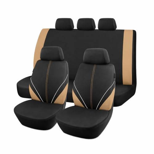 Mandark Car Seat Cover Full Set, Beathable Waterproof Heavy-Duty Vehicle Front and Rear Split Bench Seat Covers, Auto Interior Chair Protector, Universal for SUV Automobile Truck (Beige) - color: Beige
