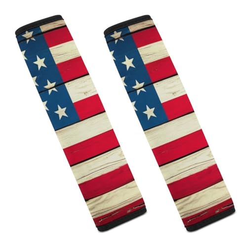 Fashion Auto Seat Belt Car Decor Cushion Strap Helps Protect Your Shoulders Vintage Wooden American Flag - color: Color365