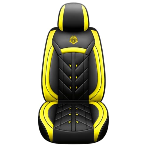 Comfortable Leather Auto Car Seat Covers 5 Seats Full Set Universal Fit (Black & Yellow) - color: Black & Yellow