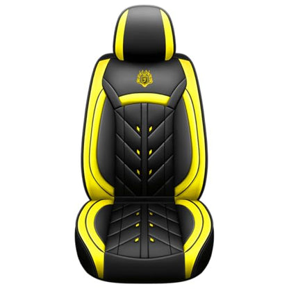 Comfortable Leather Auto Car Seat Covers 5 Seats Full Set Universal Fit (Black & Yellow) - color: Black & Yellow