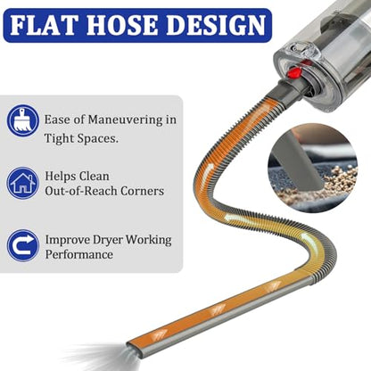 Dryer Vent Lint Vacuum Atttachments Kit and Crevice Tool for Dyson Gen 5 V15 V12 V11 V10 V8 V7 Detect Outsize Slim Absolute Cyclone Vacuum Cleaner Nozzle Flexible Dryer Lint Remove Hose Cleaner Kit - style: Dryer Hose Kit Gray