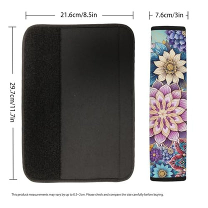 UNICEU Boho Flower Bright Blossom 2 Packs Car Seatbelt Pads Covers for Women Girls, Neoprene Comfortable Car Safety Seatbelt Pads Cover - color: Boho Floral Blossom
